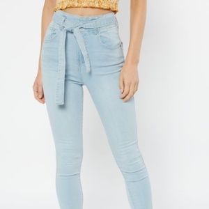 Light Wash Paperbag Waist Jeggings